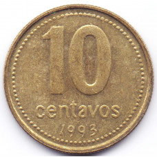 10 сентаво 1993 Аргентина - 10 centavo 1993 Argentina, из оборота