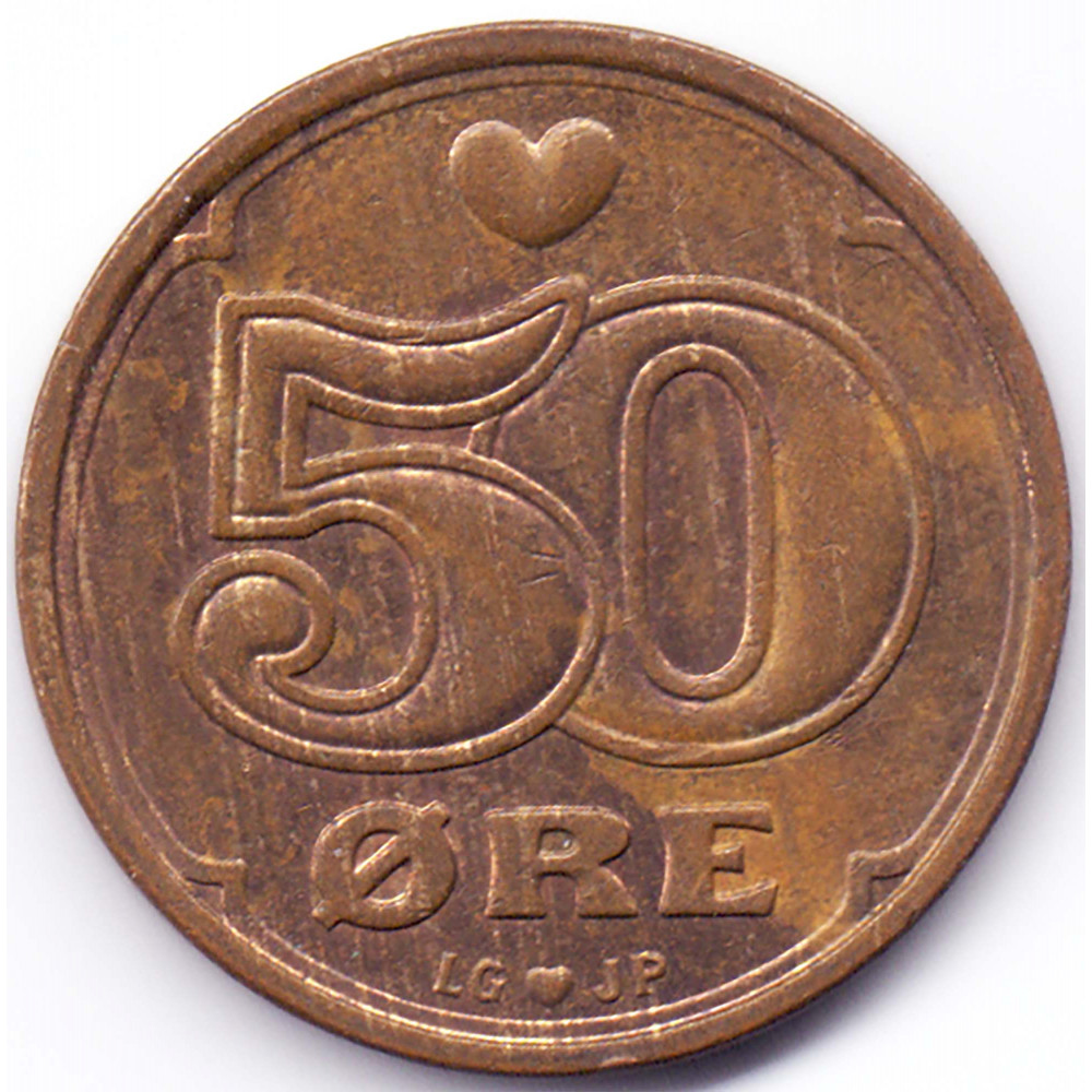 50 эре 1994 Дания - 50 ore 1994 Denmark, из оборота
