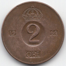 2 эре 1964 Швеция - 2 ore 1964 Sweden, из оборота
