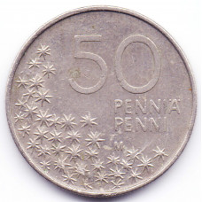 50 пенни 1990 Финляндия - 50 penny 1990 Finland, из оборота