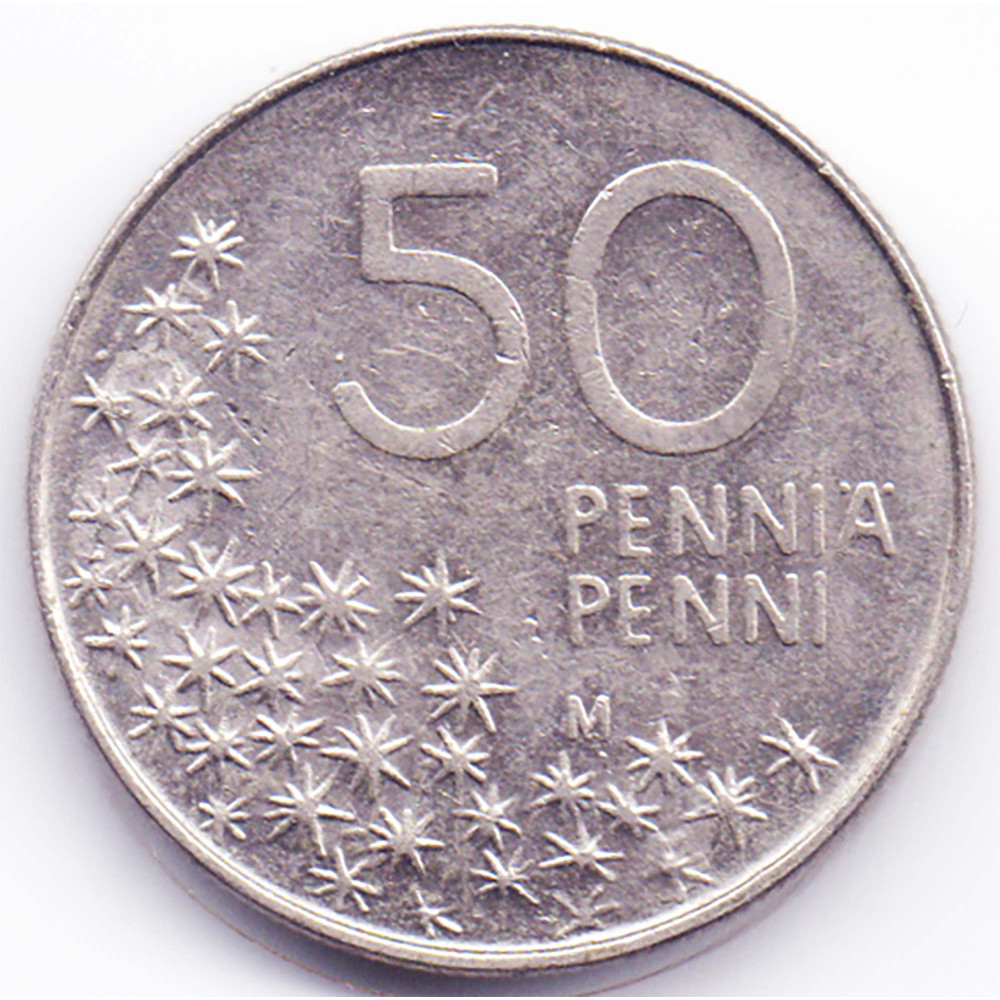 50 пенни 1991 Финляндия - 50 penny 1991 Finland, из оборота
