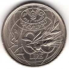 100 лир 1995 Италия - 100 lire 1995 Italy, из оборота