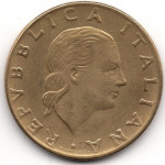 200 лир 1979 Италия - 200 lire 1979 Italy, из оборота