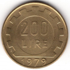 200 лир 1979 Италия - 200 lire 1979 Italy, из оборота