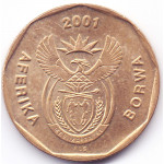 20 центов 2001 ЮАР - 20 cents 2001 South Africa, из оборота