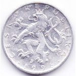 50 геллеров 1996 Чехия - 50 hellers 1996 Czech Republic, из оборота