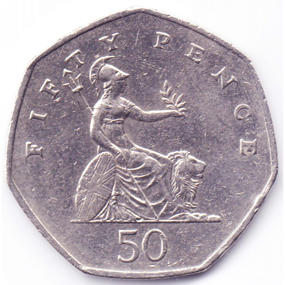 50 пенсов 1997 Великобритания - 50 pence 1997 Great Britain, из оборота