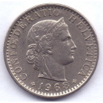 20 раппенов 1968 Швейцария - 20 rappenes 1968 Switzerland, из оборота