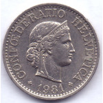 10 раппенов 1981 Швейцария - 10 rappenes 1981 Switzerland, из оборота