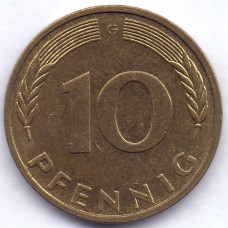 10 пфеннигов 1991 Германия - 10 pfennigs 1991 Germany, G, из оборота