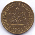 10 пфеннигов 1991 Германия - 10 pfennigs 1991 Germany, G, из оборота
