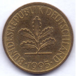 10 пфеннигов 1995 Германия - 10 pfennigs 1995 Germany, F, из оборота