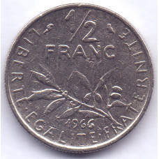 ½ франка 1966 Франция - ½ franc 1966 France, из оборота