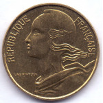 10 сантимов 1997 Франция - 10 centimes 1997 France, из оборота