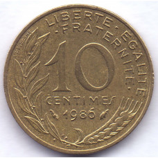 10 сантимов 1986 Франция - 10 centimes 1986 France, из оборота