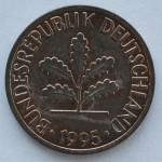 1 пфенниг 1995 Германия (ФРГ) - 1 pfennig 1995 Germany, G, из оборота