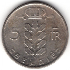 5 франков 1967 Бельгия - 5 francs 1967 Belgium, из оборота