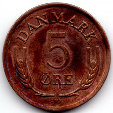 5 эре 1964 Дания - 5 ore 1964 Denmark, из оборота