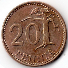 20 пенни 1963 Финляндия - 20 pennia 1963 Finland, из оборота