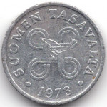 1 пенни 1973 Финляндия - 1 penni 1973 Finland, из оборота