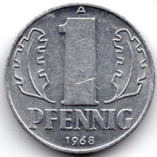 1 пфенниг 1968 Германия (ГДР) - 1 pfennig 1968 Germany, A, из оборота