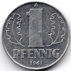 1 пфенниг 1961 Германия (ГДР) - 1 pfennig 1961 Germany, A, из оборота