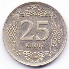 25 курушей 2009 Турция - 25 kurus 2009 Turkey, из оборота