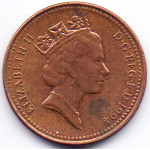 1 пенни 1994 Великобритания - 1 penny 1994 Great Britain, из оборота