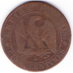 5 сантимов 1863 Франция А - 5 centimes 1863 France A, из оборота