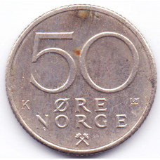 50 эре 1988 Норвегия - 50 ore 1988 Norway, из оборота