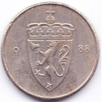 50 эре 1988 Норвегия - 50 ore 1988 Norway, из оборота