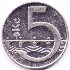 5 крон 1994 Чехия - 5 korun 1994 Czech Republic, из оборота