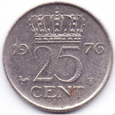 25 центов 1976 Нидерланды - 25 cents 1976 Netherlands, из оборота