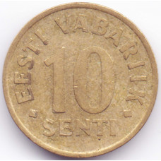 10 сентов 1996 Эстония - 10 cents 1996 Estonia, из оборота