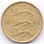 10 сентов 1996 Эстония - 10 cents 1996 Estonia, из оборота