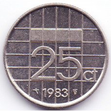 25 центов 1983 Нидерланды - 25 cent 1983 Netherlands, из оборота