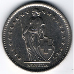 2 франка 1981 Швейцария - 2 francs 1981 Switzerland, из оборота