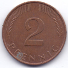 2 пфеннига 1996 Германия - 2 pfennig 1996 Germany, F, из оборота