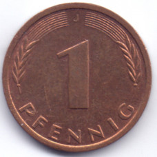 1 пфенниг 1991 Германия - 1 pfennig 1991 Germany, J, из оборота