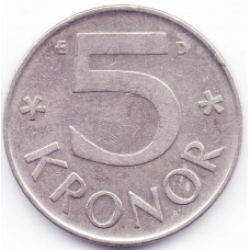 5 крон 1988 Швеция - 5 krone 1988 Sweden, из оборота