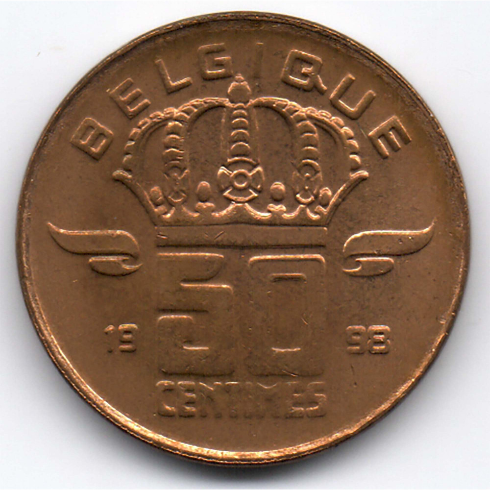 50 сантимов 1998 Бельгия - 50 centimes 1998 Belgium (BELGIQUE), из оборота