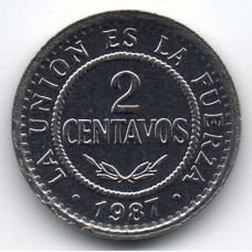 2 сентаво 1987 Боливия - 2 centavos 1987 Bolivia, из мешка