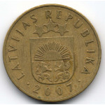 5 сантимов 2007 Латвия - 5 centimes 2007 Latvia, из оборота