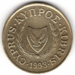 20 центов 1993 Кипр - 20 cents 1993 Cyprus, из оборота