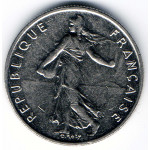 ½ франка 1986 Франция - ½ franc 1986 France, из оборота