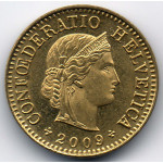 5 раппенов 2009 Швейцария - 5 rappenes 2009 Switzerland, из оборота