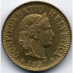 5 раппенов 1997 Швейцария - 5 rappenes 1997 Switzerland, из оборота