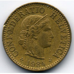 5 раппенов 1984 Швейцария - 5 rappenes 1984 Switzerland, из оборота
