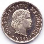 10 раппенов 2011 Швейцария - 10 rappenes 2011 Switzerland, из оборота