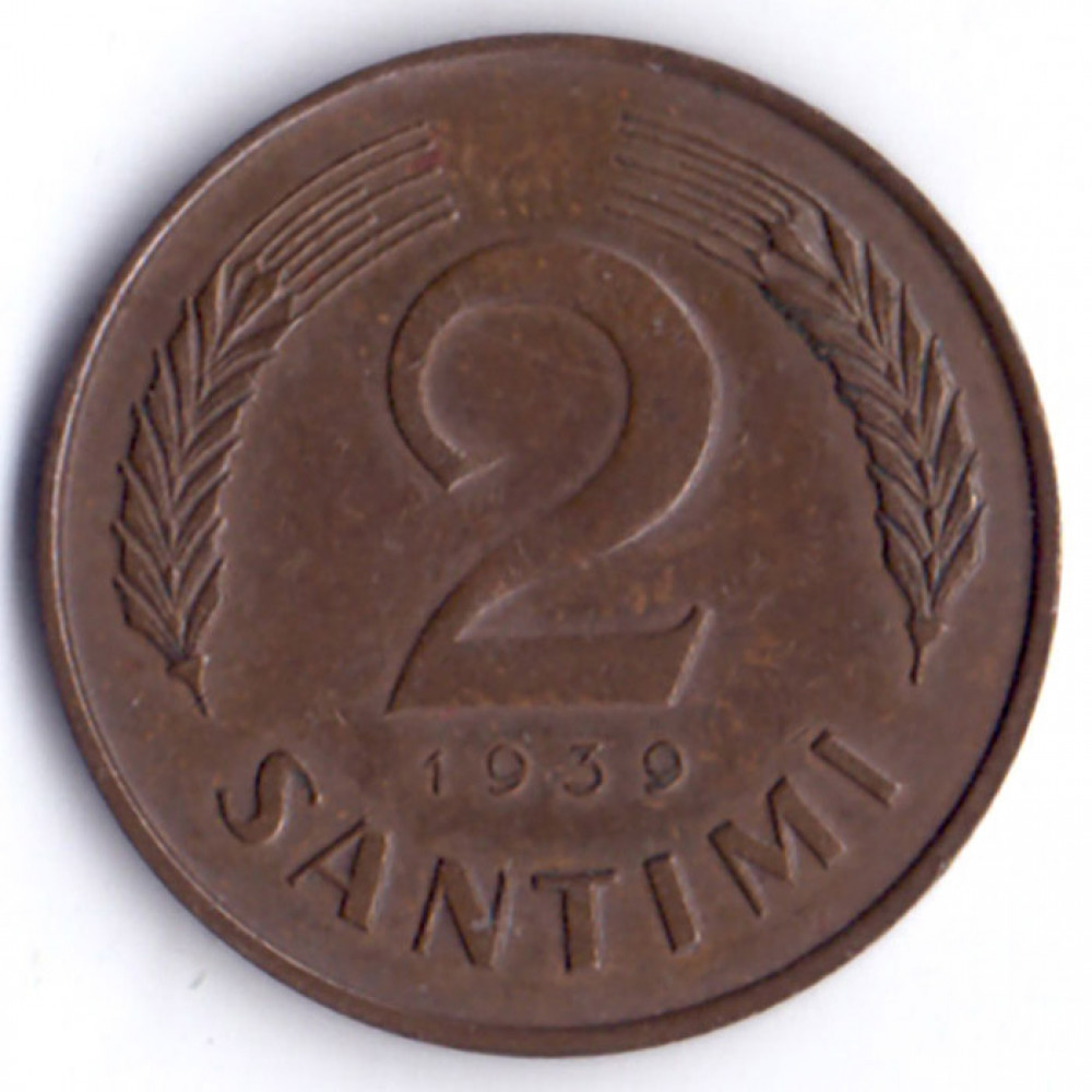 2 сантима 1939 Латвия - 2 santimi 1939 Latvia